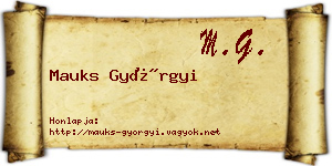 Mauks Györgyi névjegykártya